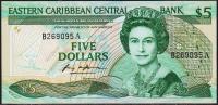 Восточные Карибы 5 долларов 1988-89г. P.22а1 - UNC