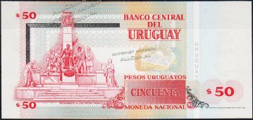 Банкнота Уругвай 50 песо 2008 года. P.87а - UNC - Банкнота Уругвай 50 песо 2008 года. P.87а - UNC