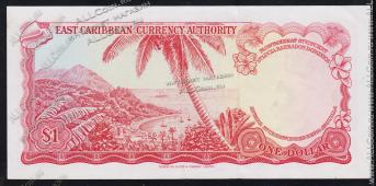 Восточные Карибы 1 доллар 1965г. P.13a(2) - XF+  - Восточные Карибы 1 доллар 1965г. P.13a(2) - XF+ 