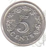  5-174	Мальта 5 центов 1976г. КМ # 10 UNC медно-никелевая 5,65гр. 23,6мм