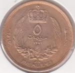 24-175 Ливия 5 милльем 1952г. бронза
