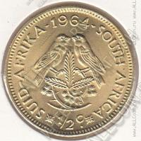 10-151 Южная Африка 1/2 цента 1964г. КМ # 56 UNC латунь 5,6гр. 