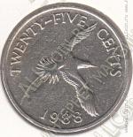 25-74 Бермуды 25 центов 1988г. КМ # 47 медно-никелевая 6,02гр. 24,15мм