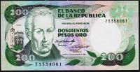 Банкнота Колумбия 200 песо 01.11.1984 года. P.429в(2) - UNC