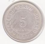 1-122 Штат Северное Борнео 5 центов 1927г.