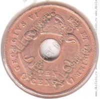 6-53 Восточная Африка 10 центов 1942 г. KM# 26.2 Бронза