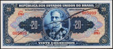 Банкнота Бразилия 20 крузейро 1944 года. Р.136 UNC - Банкнота Бразилия 20 крузейро 1944 года. Р.136 UNC