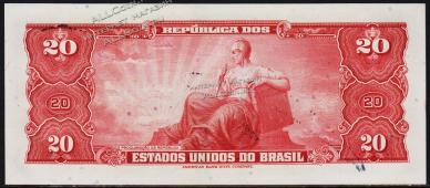 Банкнота Бразилия 20 крузейро 1944 года. Р.136 UNC - Банкнота Бразилия 20 крузейро 1944 года. Р.136 UNC