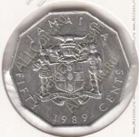 23-119 Ямайка 50 центов 1989г. КМ # 65 UNC медно-никелевая 12,45гр. 30мм