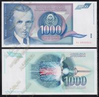 Югославия 1000 динар 1991г. P.110 UNC