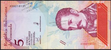 Банкнота Венесуэла 5 боливаров 15.01.2018 года. P.NEW - UNC - Банкнота Венесуэла 5 боливаров 15.01.2018 года. P.NEW - UNC