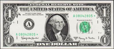 Банкнота США 1 доллар 1963А года Р.443в - UNC "А" A-Звезда - Банкнота США 1 доллар 1963А года Р.443в - UNC "А" A-Звезда