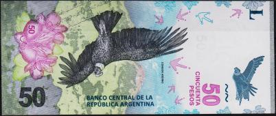 Банкнота Аргентина 50 песо 2018 года. P.NEW - UNC "А"  - Банкнота Аргентина 50 песо 2018 года. P.NEW - UNC "А" 