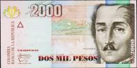 Банкнота Колумбия 2000 песо 18.08.2012 года. P.457??? - UNC