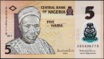 Банкнота Нигерия 5 найра 2013 года. Р.38d - UNC