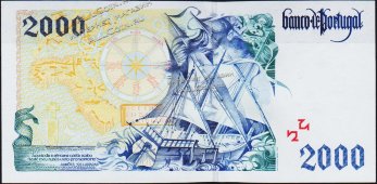 Банкнота Португалия 2000 эскудо 1996 года. P.189в(1) - UNC - Банкнота Португалия 2000 эскудо 1996 года. P.189в(1) - UNC
