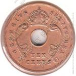 4-141 Восточная Африка 10 центов 1952 г. KM# 34 Бронза 9,5 гр.