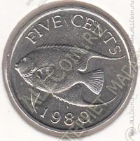 28-91 Бермуды 5 центов 1980г. КМ # 16 медно-никелевая 5,0гр. 21,2мм