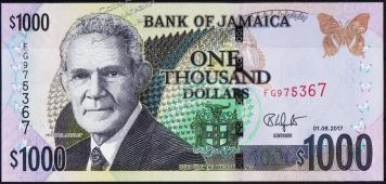 Банкнота Ямайка 1000 долларов 2017 года. P.NEW - UNC - Банкнота Ямайка 1000 долларов 2017 года. P.NEW - UNC