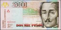 Банкнота Колумбия 2000 песо 28.07.2010 года. P.457m - UNC