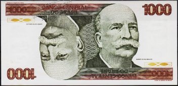 Банкнота Бразилия 1000 крузейро 1980 года. P.197с - UNC - Банкнота Бразилия 1000 крузейро 1980 года. P.197с - UNC