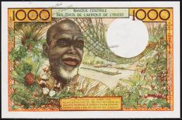 Кот-д’Ивуар 1000 франков 1959г. P.103A.f - UNC - Кот-д’Ивуар 1000 франков 1959г. P.103A.f - UNC