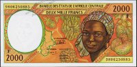 Банкнота Центрально Африканская Республика 2000 франков 1998 года. P.303Fе - UNC