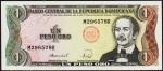 Банкнота Доминикана 1 песо 1988 года. P.126с - UNC