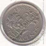 25-75 Бермуды 10 центов 1983г. КМ # 17 медно-никелевая 2,45гр. 17,8мм