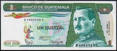 Гватемала 1 кетцаль 1986г. P.66(4) - АUNC - Гватемала 1 кетцаль 1986г. P.66(4) - АUNC