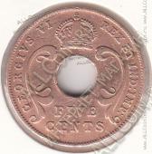 30-163 Восточная Африка 5 центов 1941г. КМ # 35.1 бронза 6,32гр.  - 30-163 Восточная Африка 5 центов 1941г. КМ # 35.1 бронза 6,32гр. 