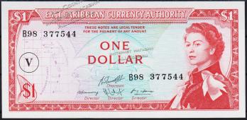 Восточные Карибы 1 доллар 1965г. P.13o - UNC - Восточные Карибы 1 доллар 1965г. P.13o - UNC