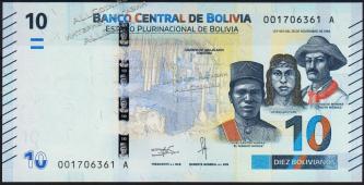 Банкнота Боливия 10 боливиано 2018 года. P.NEW - UNC "А" - Банкнота Боливия 10 боливиано 2018 года. P.NEW - UNC "А"