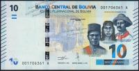 Банкнота Боливия 10 боливиано 2018 года. P.NEW - UNC "А"
