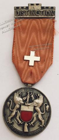 #439 Швейцария спорт Медаль Знаки. Различие между федеральным лозанном. 1954 год.