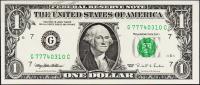 Банкнота США 1 доллар 1995 года. Р.496а - UNC "G" G-C