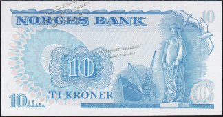 Банкнота Норвегия 10 крон 1984 года. P.36c(7) - UNC - Банкнота Норвегия 10 крон 1984 года. P.36c(7) - UNC