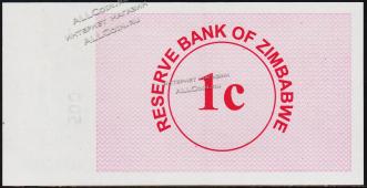 Банкнота Зимбабве 1 цент 2006 года. P.33 UNC - Банкнота Зимбабве 1 цент 2006 года. P.33 UNC