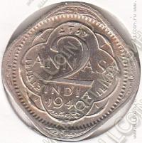 29-79 Индия 2 анна 1940 г. КМ # 540 медно-никелевая 25мм