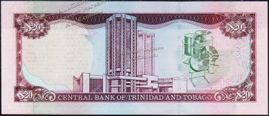 Банкнота Тринидад и Тобаго 20 долларов 2002 года. P.44в - UNC - Банкнота Тринидад и Тобаго 20 долларов 2002 года. P.44в - UNC