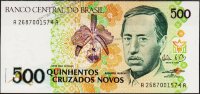 Банкнота Бразилия 500 новых крузадо 1990 года. P.222 UNC
