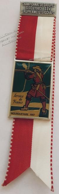 #292 Швейцария спорт Медаль Знаки. Мушкетер 1667г. Медаль чемпионата. 1983 год.