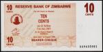 Банкнота Зимбабве 10 центов 2006 года. P.35 UNC