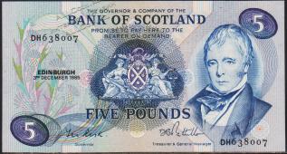 Шотландия 5 фунтов 1985г. P.112f(2) - UNC - Шотландия 5 фунтов 1985г. P.112f(2) - UNC