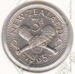 24-108 Новая Зеландия 3 пенса 1965г. КМ # 25.2 UNC медно-никелевая 1,41гр. 16,3мм