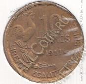 25-164 Франция 10 франков 1951г. КМ # 915.1 алюминий-бронза 3,0гр. 20мм - 25-164 Франция 10 франков 1951г. КМ # 915.1 алюминий-бронза 3,0гр. 20мм