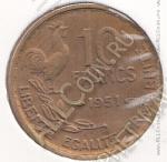 25-164 Франция 10 франков 1951г. КМ # 915.1 алюминий-бронза 3,0гр. 20мм