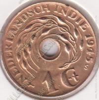 15-80 Нидерландская Индия 1 цент 1945Sг. KM# 317 бронза 4,8гр 23,0мм