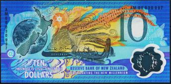 Новая Зеландия 10 долларов 2000г. P.190а - UNC - Новая Зеландия 10 долларов 2000г. P.190а - UNC