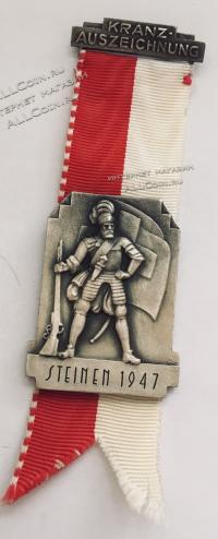 #441 Швейцария спорт Медаль Знаки. Церемония Коронации. 1947 год.